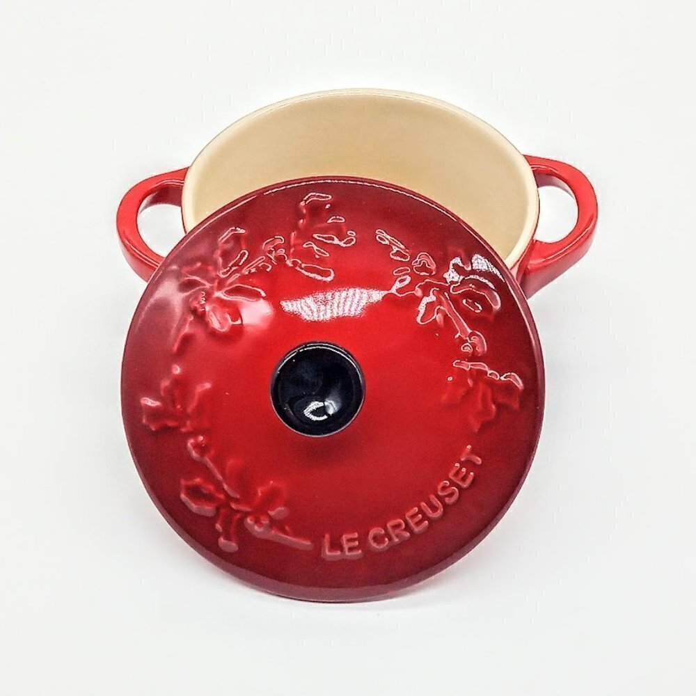 Le Creuset Cerise Red Holly Holiday Mini Cocotte
